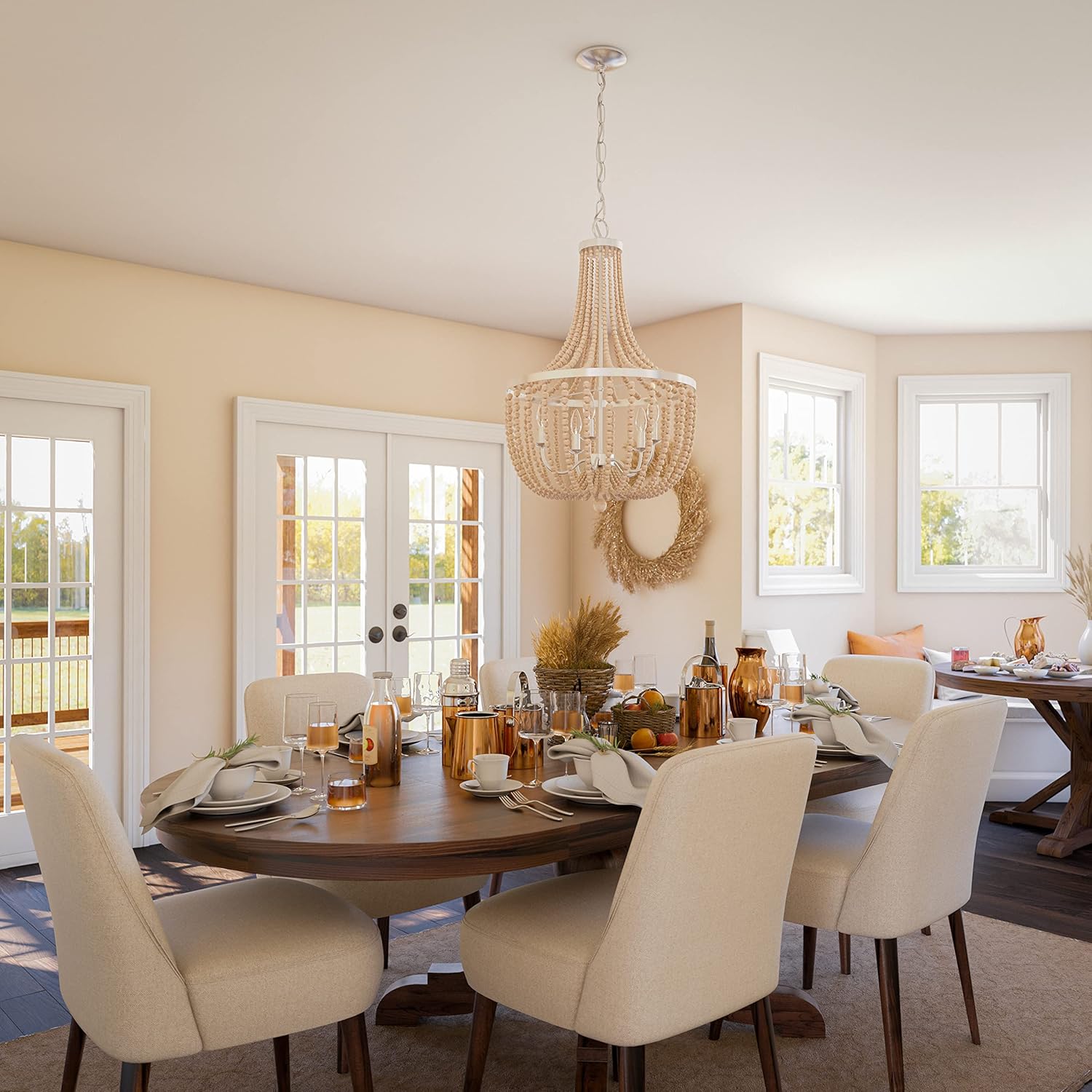 Fun Saver Network. Kenroy Home Dumas 5 Light Wood Bead Chandelier